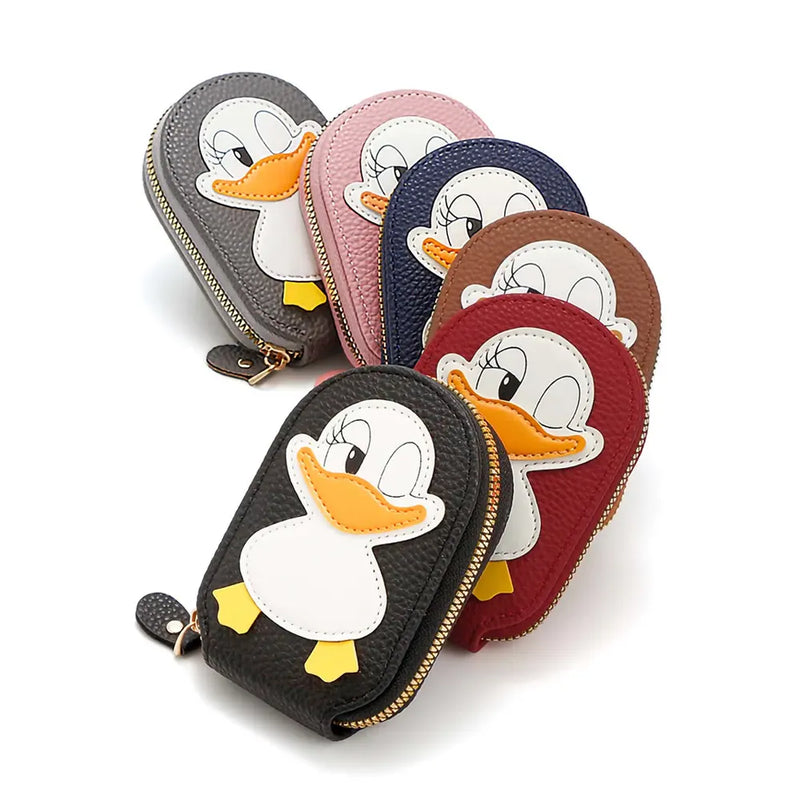 Cute Duck Card Holder - Multi-Slot Accordion Zipper Wallet