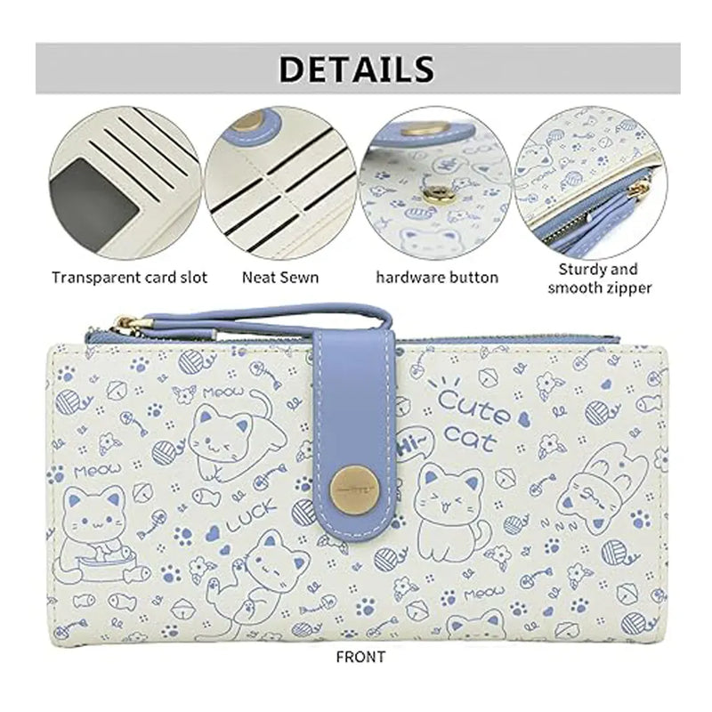 Cute Kitty Zipper Pocket Korean Style Clutch Wallet