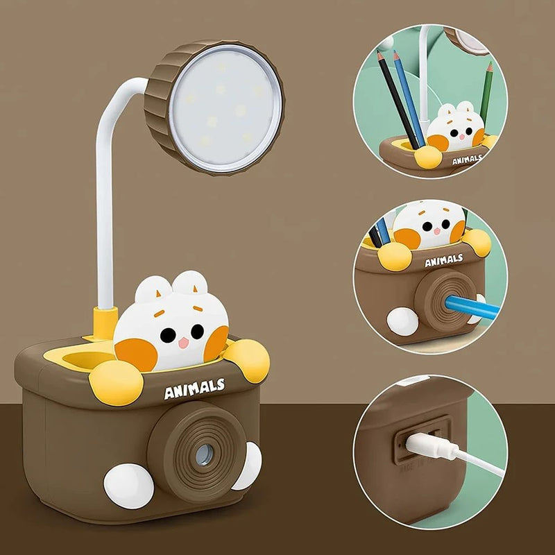 Bunny Camera-Shaped Desk Lamp With Sharpener & Pen Holder