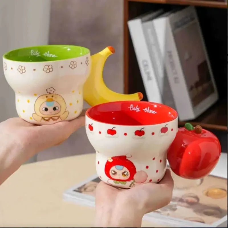Cute Cartoon Fruit Handle Ceramic Cup