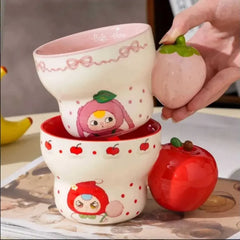 Cute Cartoon Fruit Handle Ceramic Cup