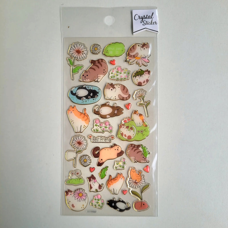 Cute Cat Aesthetic Adventure Single Sheet Stickers