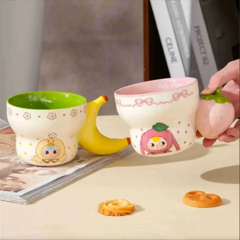 Cute Cartoon Fruit Handle Ceramic Cup
