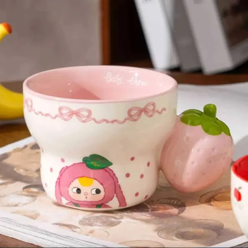 Cute Cartoon Fruit Handle Ceramic Cup