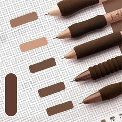 Vintage Coffee Neutral Gel Pen - Retractable Black Ink Pack Of 5