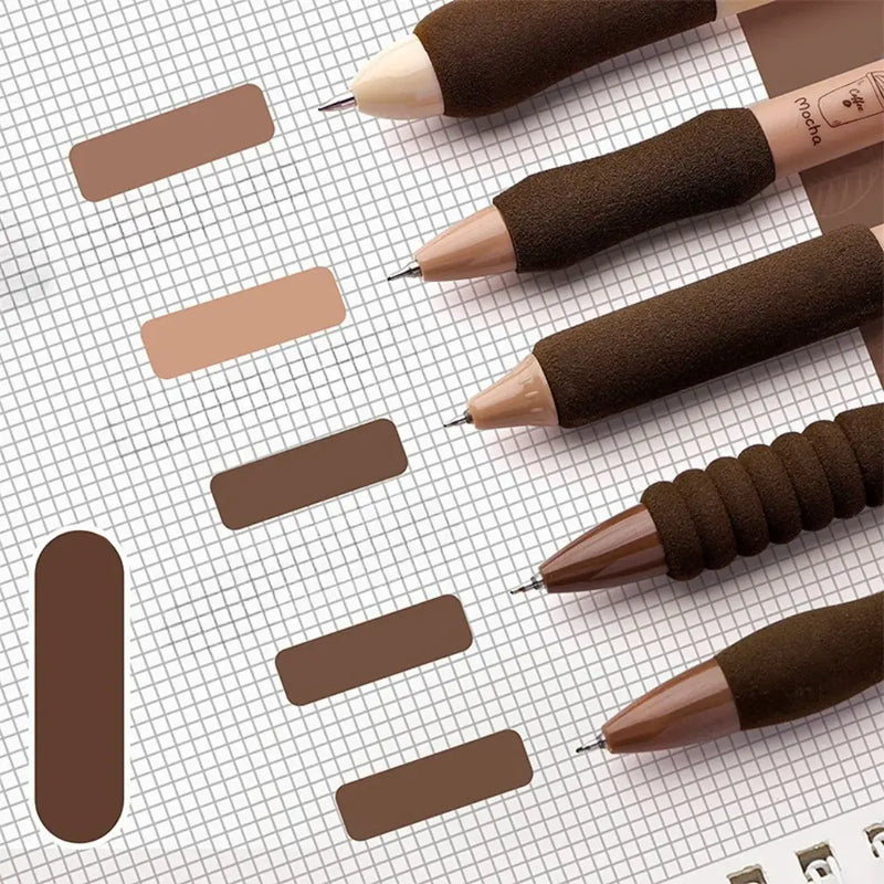 Vintage Coffee Neutral Gel Pen - Retractable Black Ink Pack Of 5