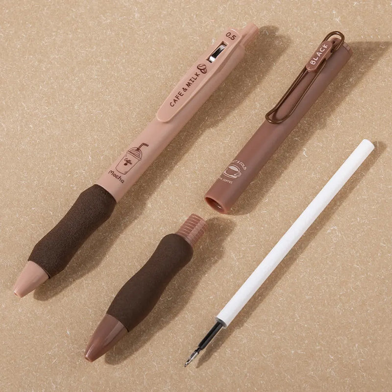 Vintage Coffee Neutral Gel Pen - Retractable Black Ink Pack Of 5