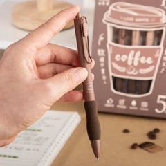 Vintage Coffee Neutral Gel Pen - Retractable Black Ink Pack Of 5