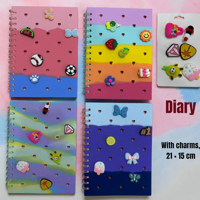 Colourful Spiral Notebook / Panner with Cute Charms