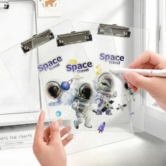 Space Astronaut Design Transparent Writing Pad with Ruler - Clipboard