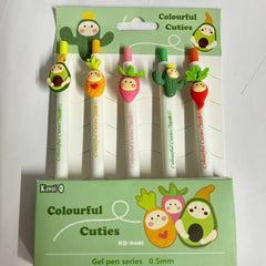 Fruits & Vegetable Badged Gel Pens Pack of 5