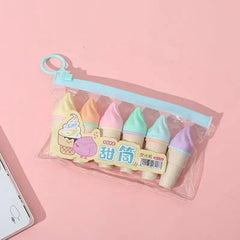 Cone Ice Cream Highlighter - Set of 6 pcs