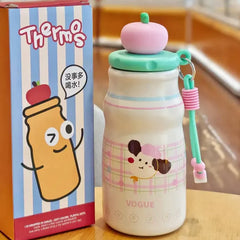 Sweet Apple Lid Aesthetic Thermal Water Bottle 480ml