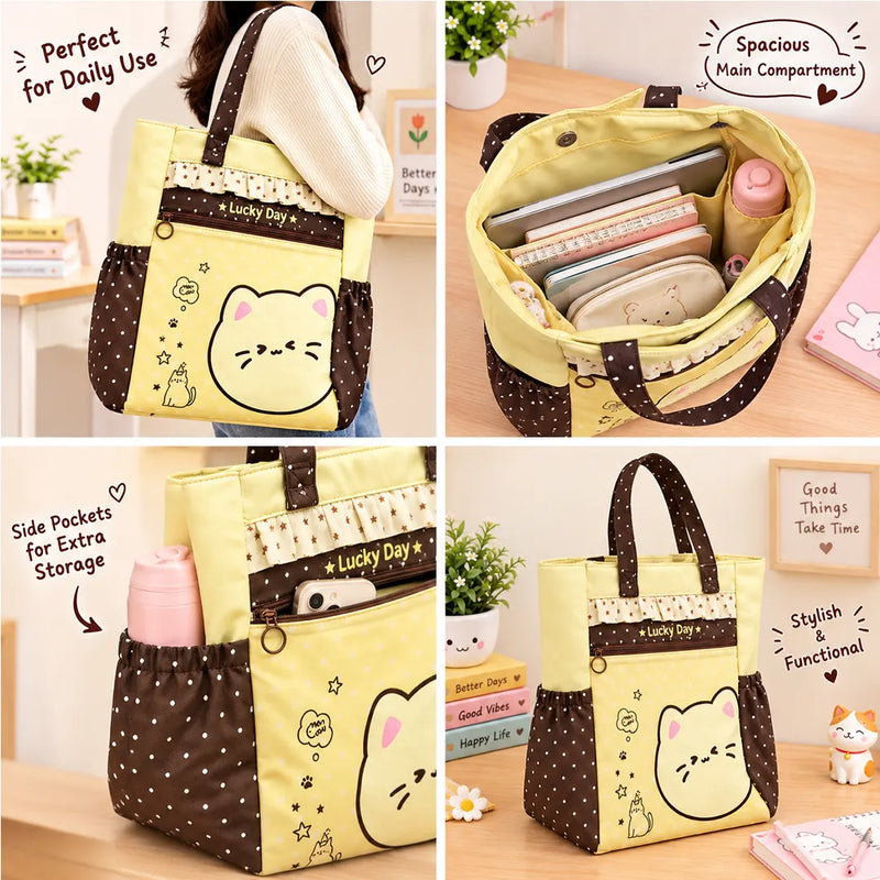 Cute Cat Canvas Tote Bag
