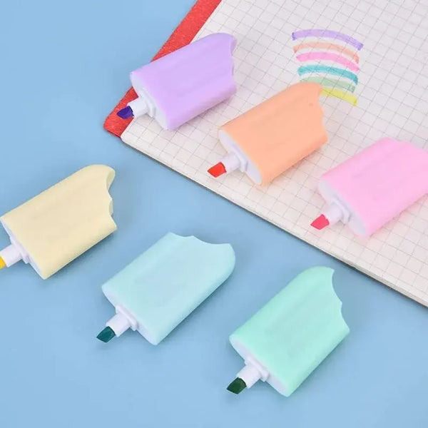 Ice-Cream Stick Popsicle Shape Highlighter - Set of 6