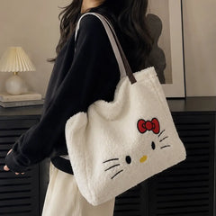 Kawaii Kitty Fleece Tote Bag