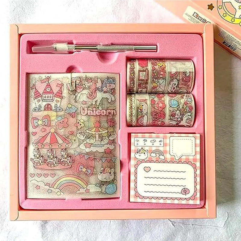 Unicorn Washi Tape and Sticker Set - Kawaii Journaling