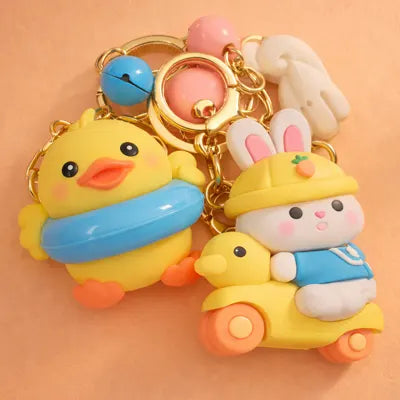 Cute Duck & Rabbit Keychains Pair
