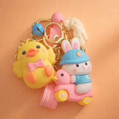 Cute Duck & Rabbit Keychains Pair