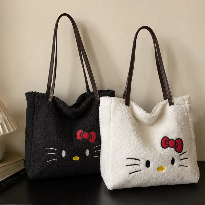 Kawaii Kitty Fleece Tote Bag