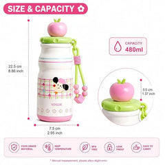 Sweet Apple Lid Aesthetic Thermal Water Bottle 480ml