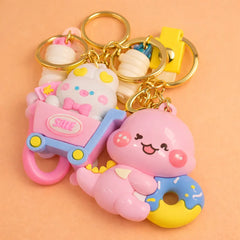 Kawaii Character Keychains With Dino Pair