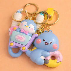 Kawaii Character Keychains With Dino Pair