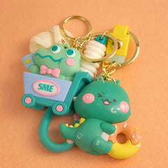 Kawaii Character Keychains With Dino Pair
