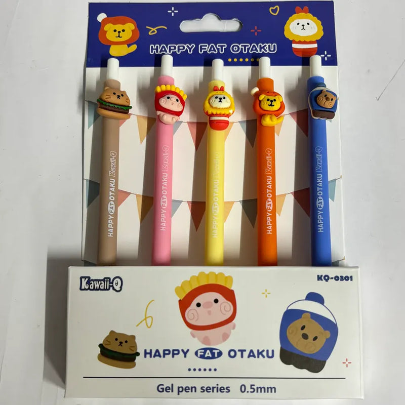 Cute Happy Characters Gel Pen Pack of 5