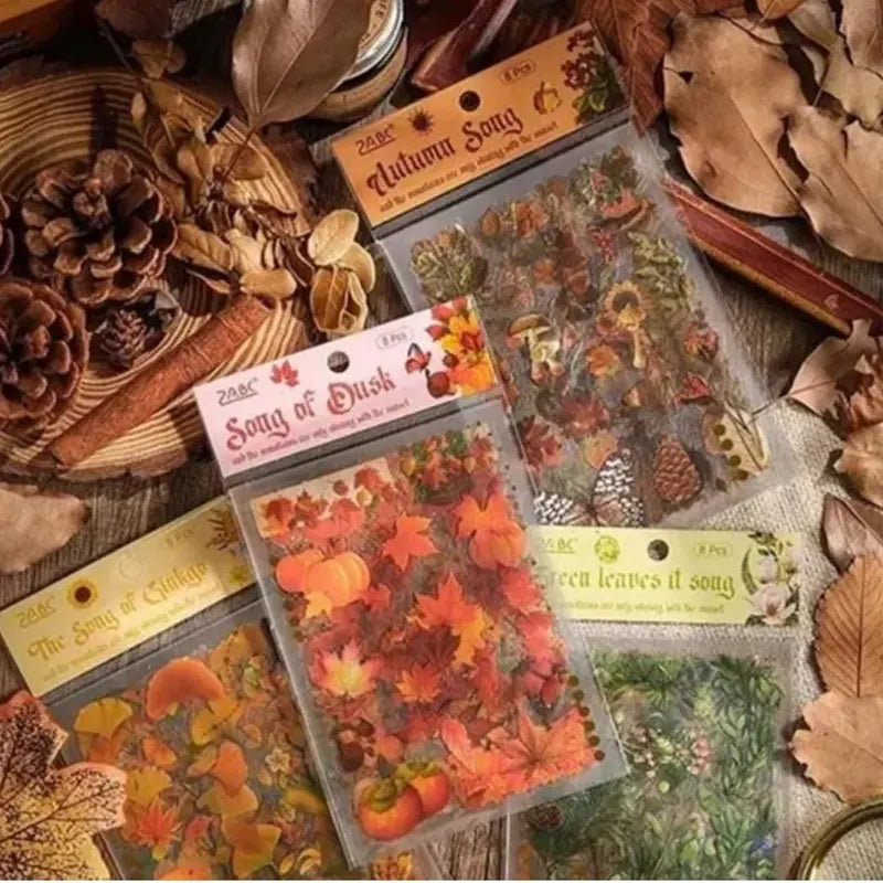 Vintage Autumn Nature Stickers Set