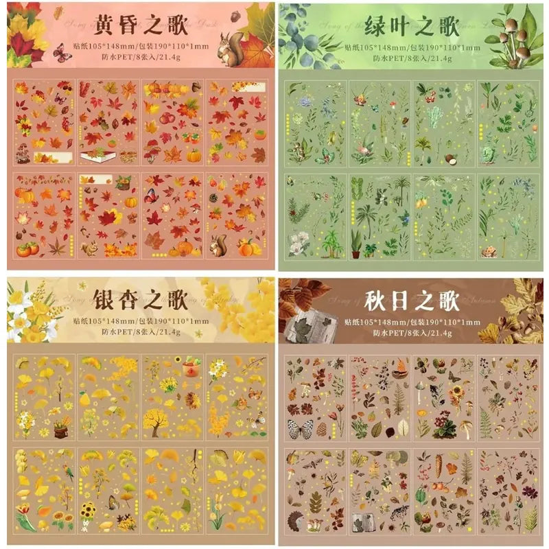 Vintage Autumn Nature Stickers Set