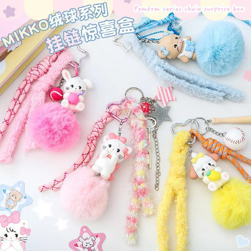 Mikko Pom-Pom Series Plush Blind Box Keychain – Pastel Mystery Charm (Authentic)