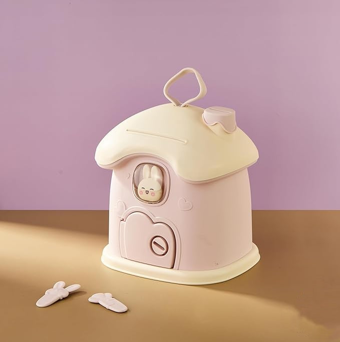Cute Rabbit House Piggy Bank With Key – Tiny Treasure