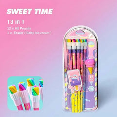 Ice-Cream Erasers Pencil Stationary Set 13 in 1