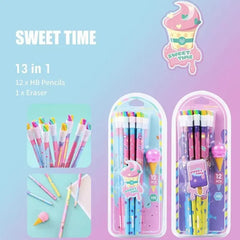 Ice-Cream Erasers Pencil Stationary Set 13 in 1