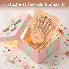 Cute Capybara Themed Premium Pencil Set with Eraser Tops