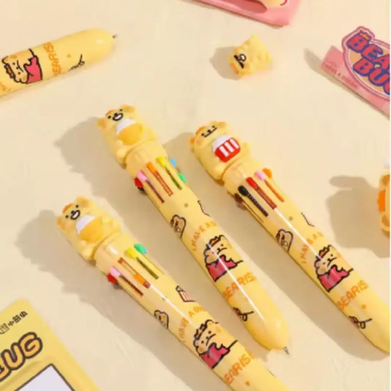 Bearis Bug 10-Color Ballpoint Pen-Cute & Colorful