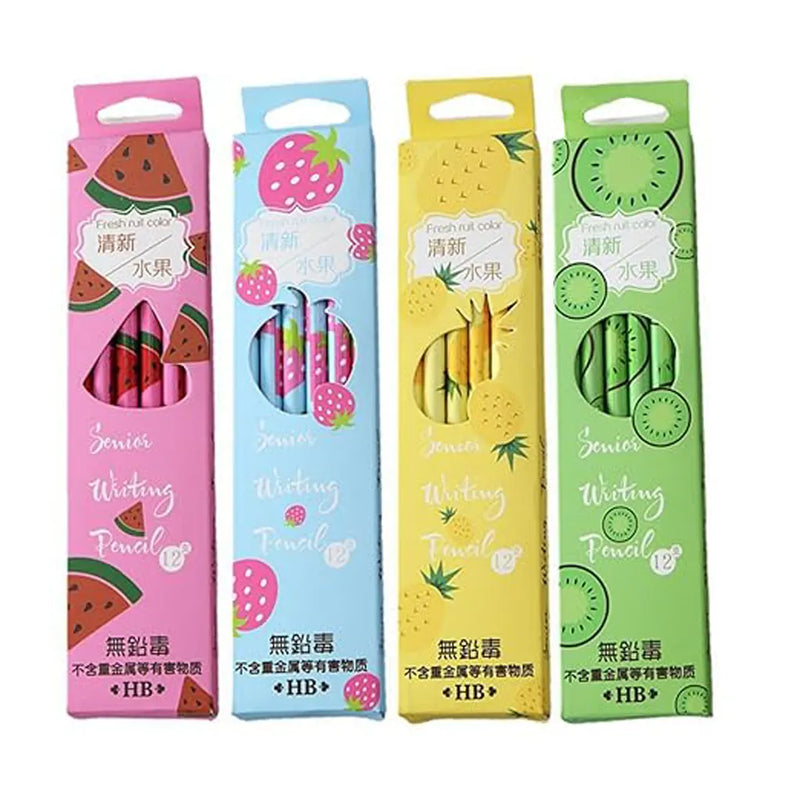 Fruit Print HB Writing Pencil Set of 12 Pieces