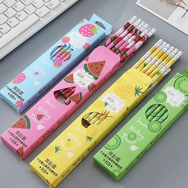 Fruit Print HB Writing Pencil Set of 12 Pieces