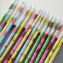 Fruit Print HB Writing Pencil Set of 12 Pieces