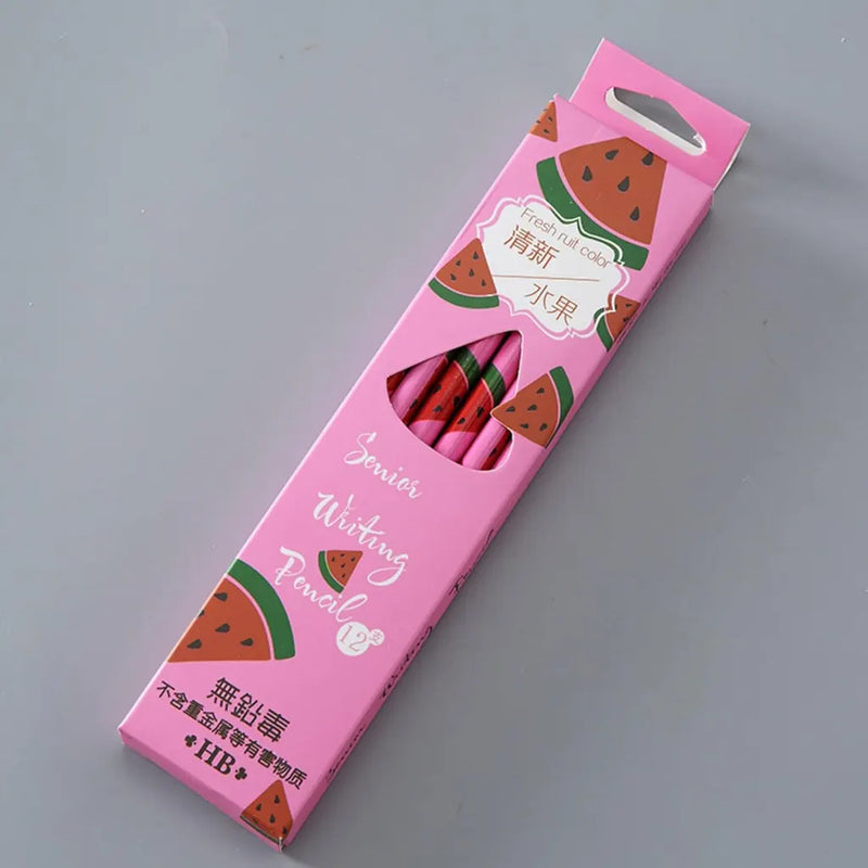 Fruit Print HB Writing Pencil Set of 12 Pieces