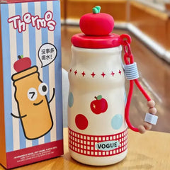 Sweet Apple Lid Aesthetic Thermal Water Bottle 480ml