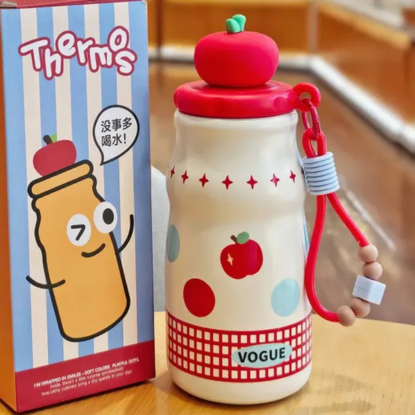 Sweet Apple Lid Aesthetic Thermal Water Bottle 480ml