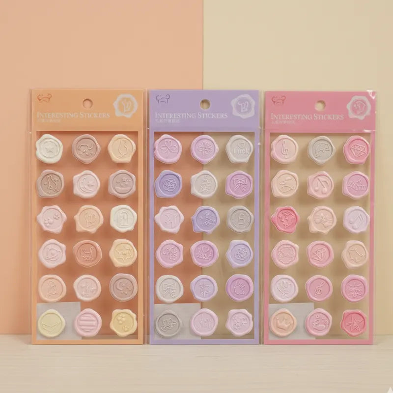 Kawaii Pastel Stamp Stickers Adorable Colorful DIY Craft Supplies