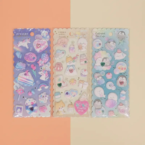 Kawaii 3D Puffy Stickers Set – Cute Collection (Pack of 3)
