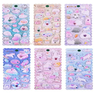 Kawaii 3D Puffy Stickers Set – Cute Collection (Pack of 3)