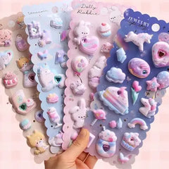 Kawaii 3D Puffy Stickers Set – Cute Collection (Pack of 3)