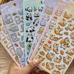Cute Animal Aesthetic Clear Single Sheet Stickers