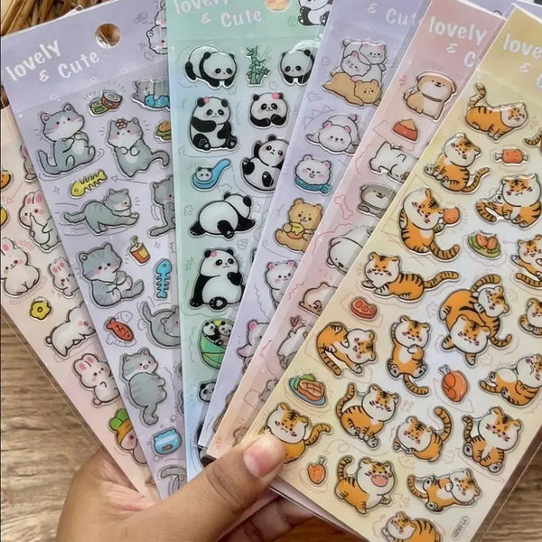 Cute Animal Aesthetic Clear Single Sheet Stickers