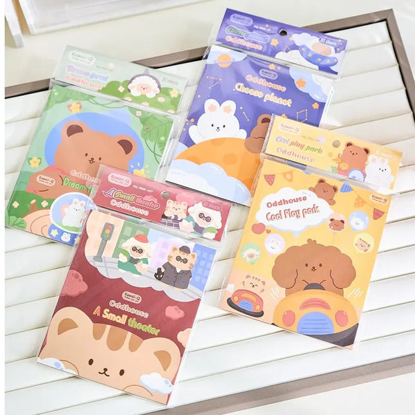 Oddhouse Bear Themed Premium Decorative Stickers Set of 15 Pages Book